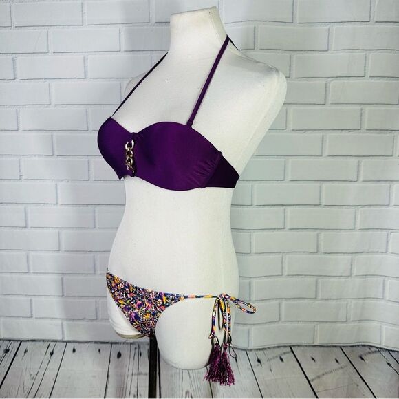 NWT Purple Floral Fringe Cheeky Bikini - Size Small - Picture 6 of 16